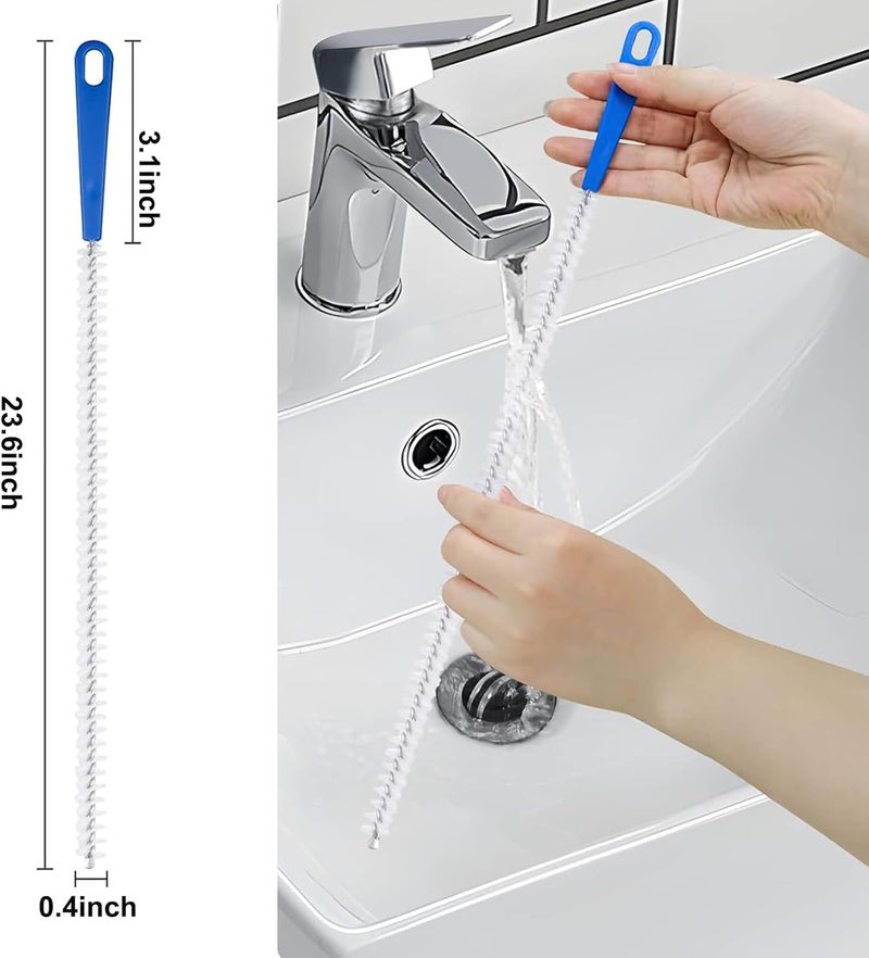 Adove Drain Cleaning Brush 2pack, Long Drain Clog Remover Tool 23.6inch, Pipe Brush Cleaner with Nylon Bristles, Sink Drain Cleaner for Toilet, Kitchen Sink, Bathroom Tub, Shower, and Sewer Drain - Image 3